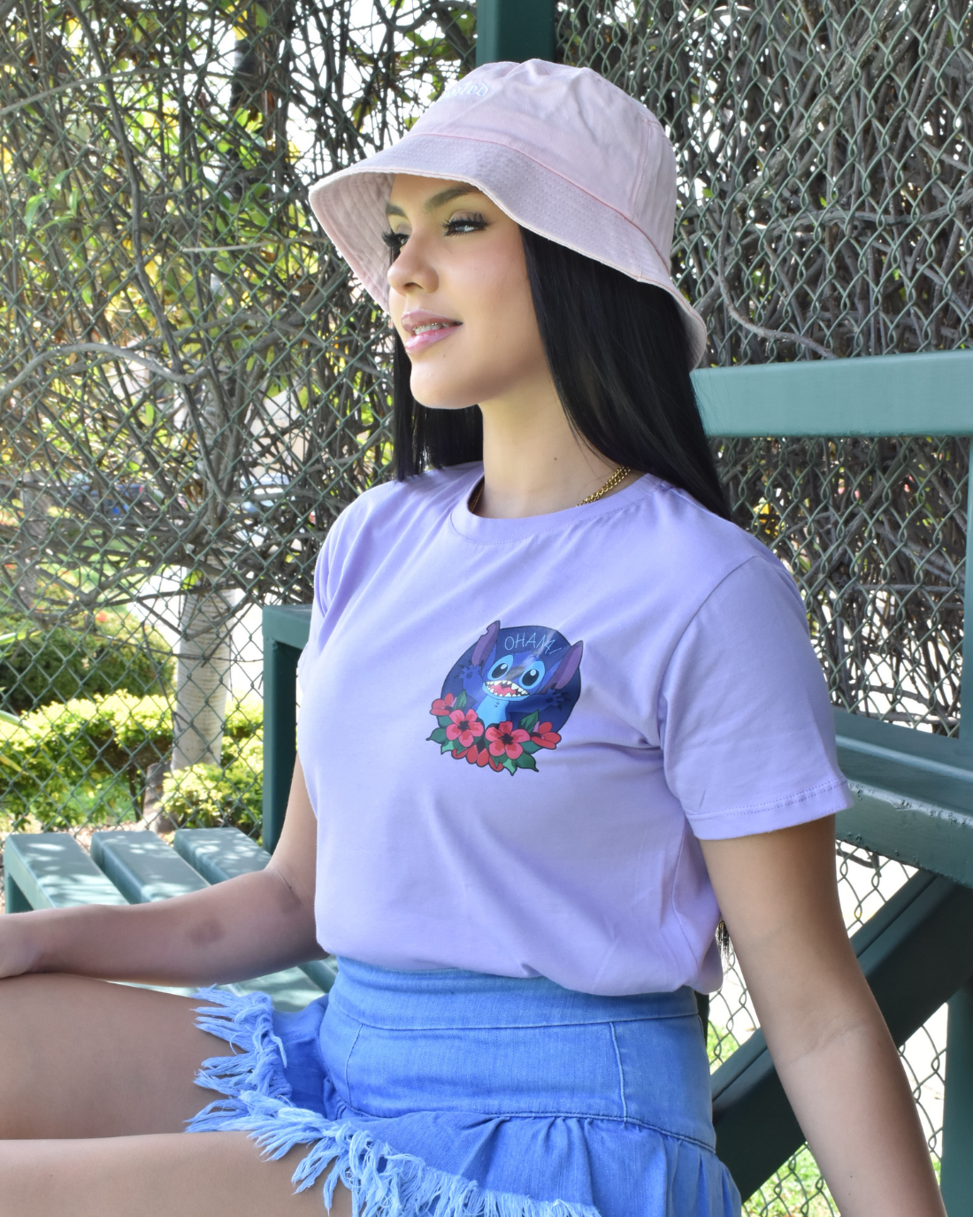 Camiseta stitch ohana circulo